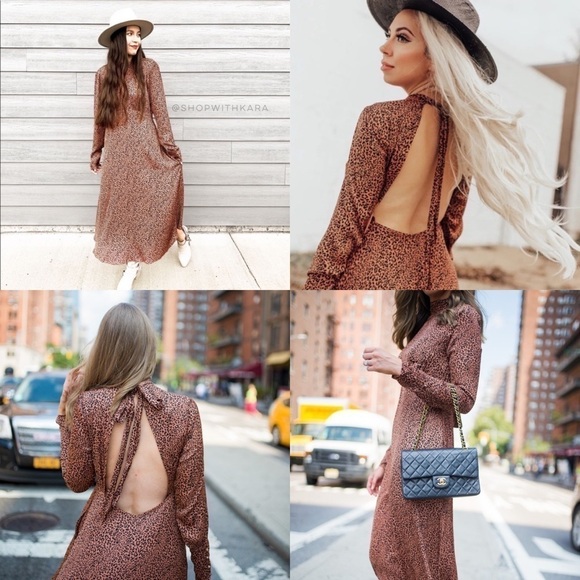 FREE PEOPLE Blogger Favorite Cocoa Loveless Leopard Midi Dress - Picture 2 of 11